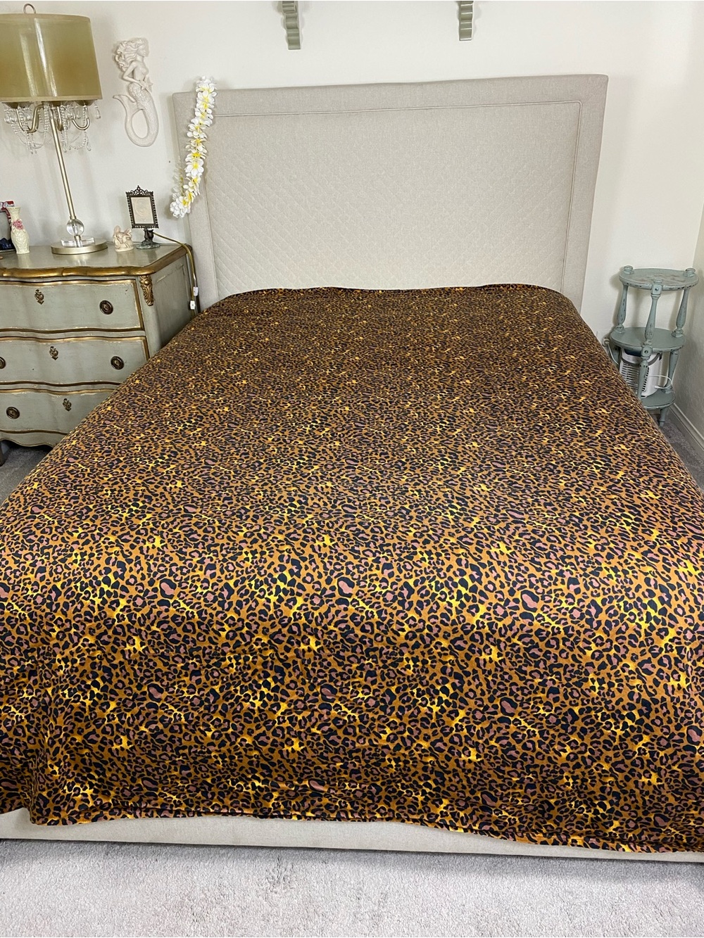 Leopard Print black / Gold Bold Trendy Flat sheet and Pillowcase Queen - Picture 2 of 8